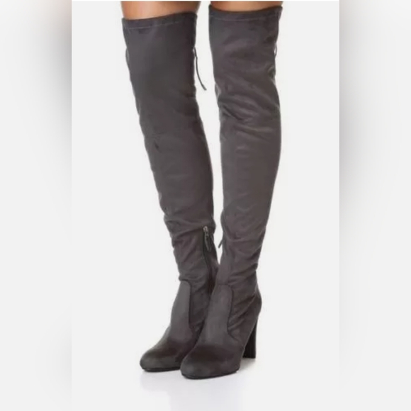 NWOT Sam Edelman Kent Over the Knee Suede Boots Dark Grey Size 9.5 - Picture 1 of 6